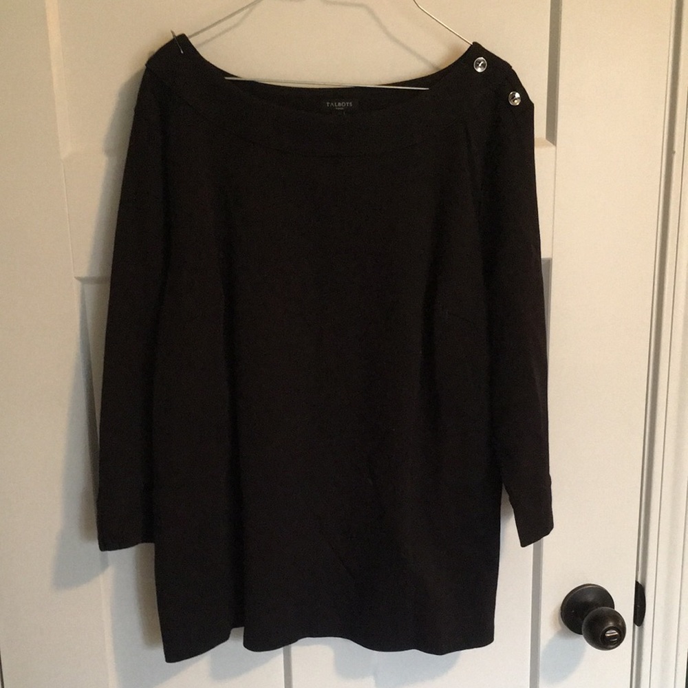 EUC Women’s Talbots Black Scoopneck 3/4 Sleeve Top size 1X